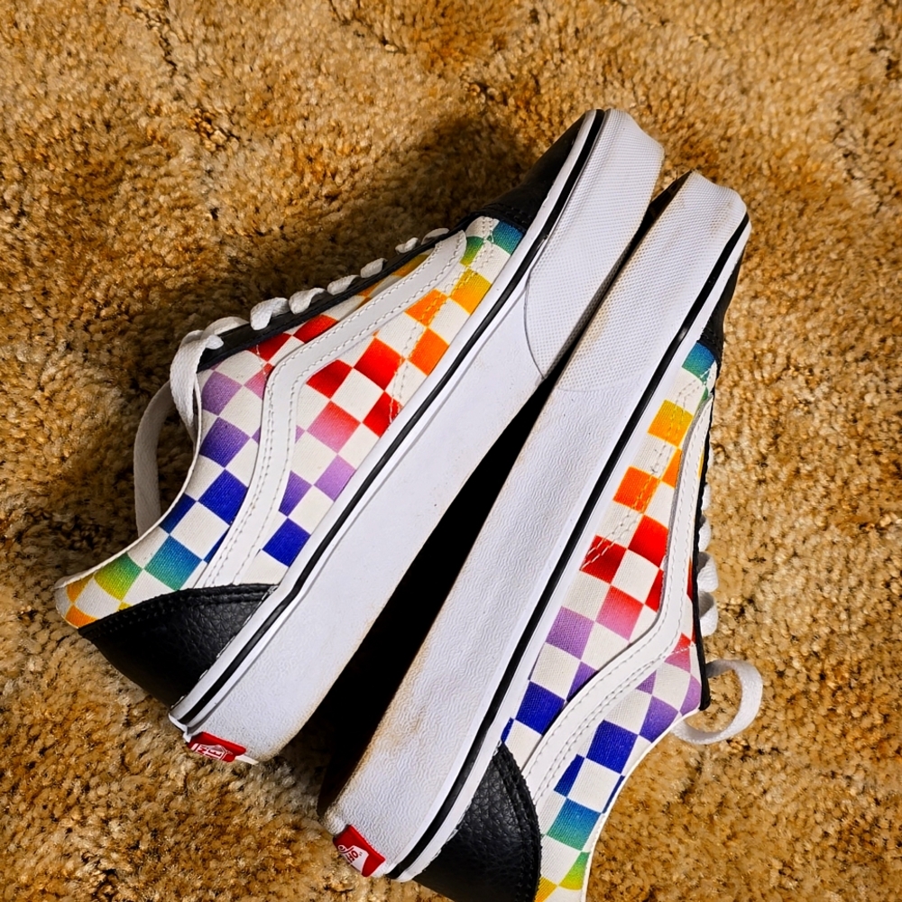 Vans customs rainbow check